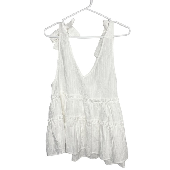 Mittoshop white sleeveless top shoulder tie large NWOT e - Picture 5 of 5